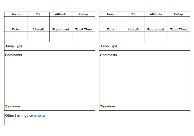 skydiving logbook