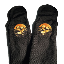 Black and gold legpad covers